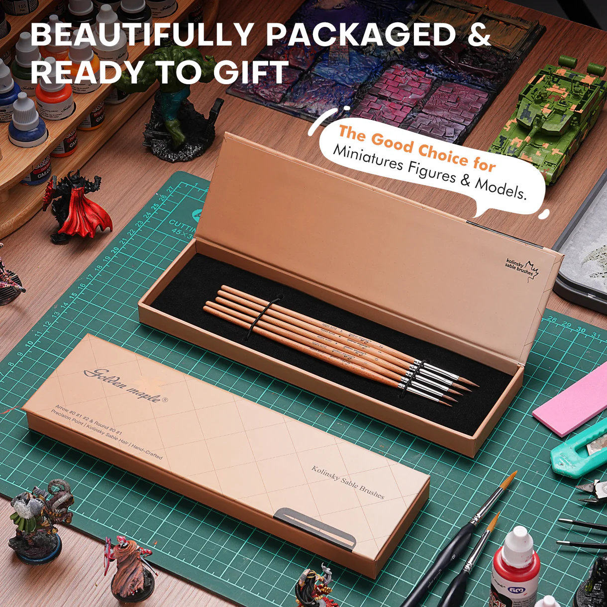 Premium Kolinsky Sable Brush Set with Beech Wood Handles (5pcs) - Image 3
