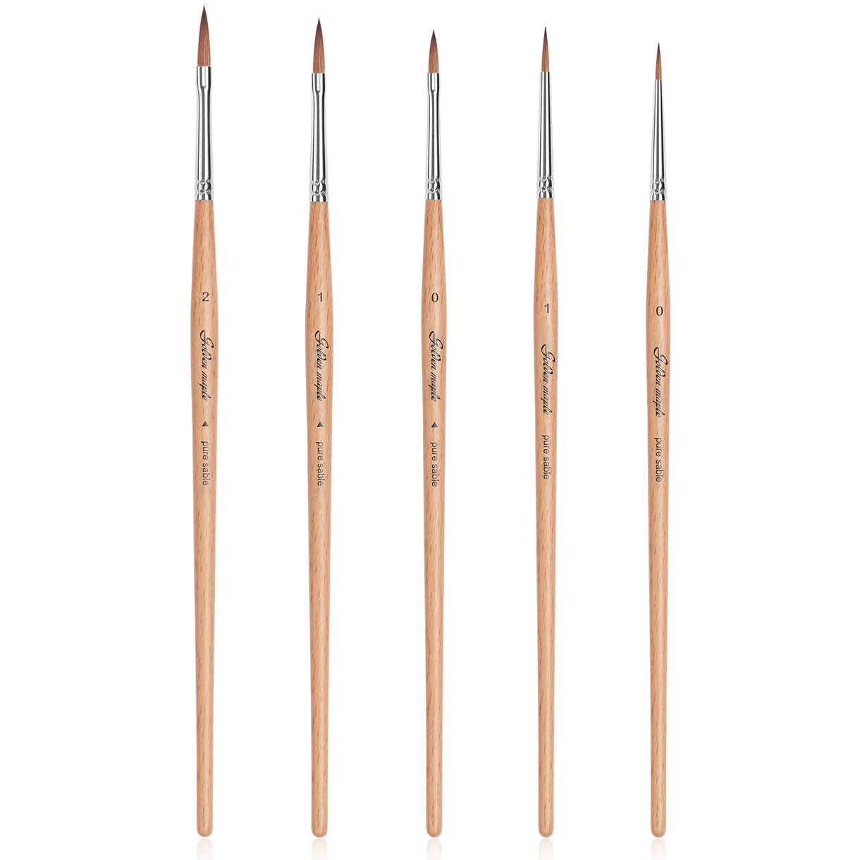 Premium Kolinsky Sable Brush Set with Beech Wood Handles (5pcs)